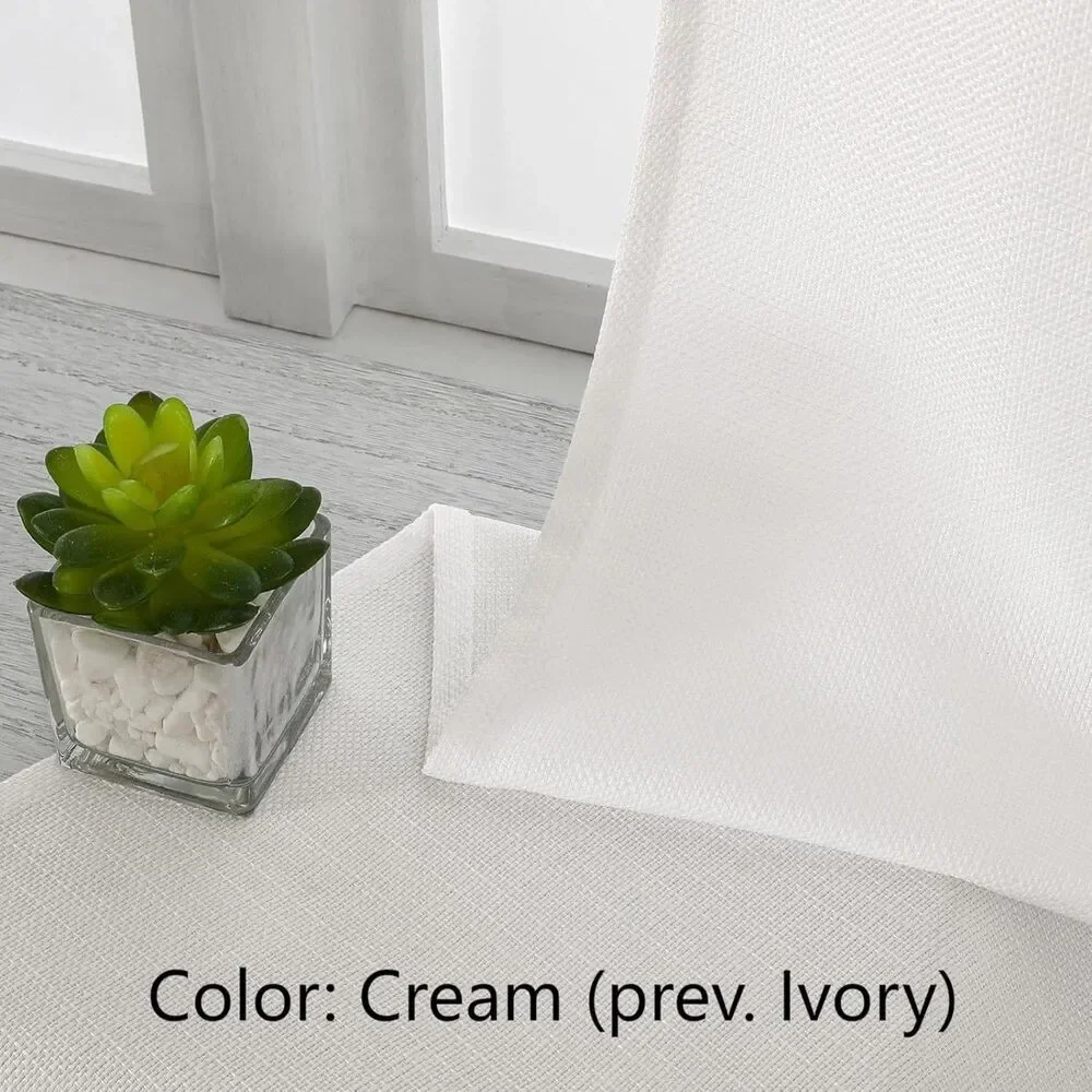 Set of 2 Curtain Panels, 40Wx90L Inches, Light Filtering Textured (Cream Ivory)